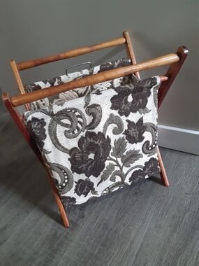VTG Embroidered Tapestry Knitting Basket Made In Poland
